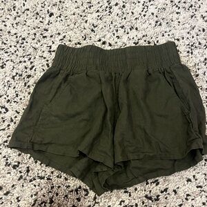 forest green flowy shorts